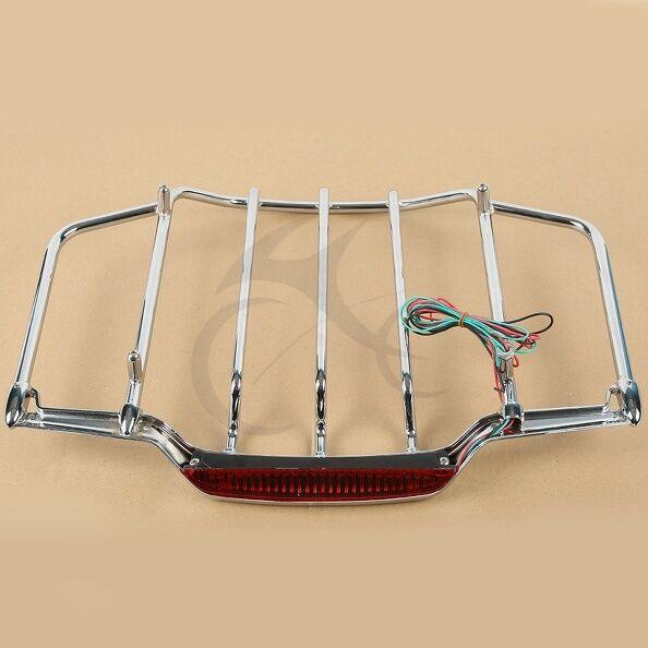 Chrome LED Lighte Luggage Rack Fit For Harley Touring Tour pak 14-21 Air Wing - Moto Life Products