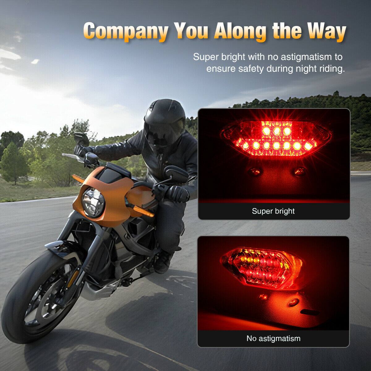 Universal Motorcycle LED Turn Signals Brake Integrated License Plate Tail Light - Moto Life Products