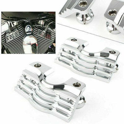 Chrome Finned Spark Slotted Plug-Head Cover For Harley 99-14 Electra Glide FLHR - Moto Life Products