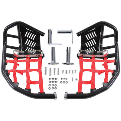 Nerf Bars Heel Gaurd Pair For Honda TRX 450 TRX450R Red Nets Black Nerf - Moto Life Products