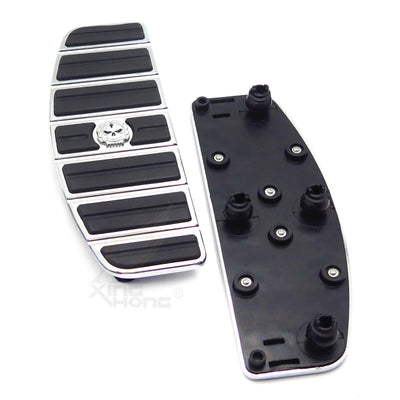 Motorcycle Chrome Skull Rider Footboard Insert Kit For 1980-up Harley Touring - Moto Life Products