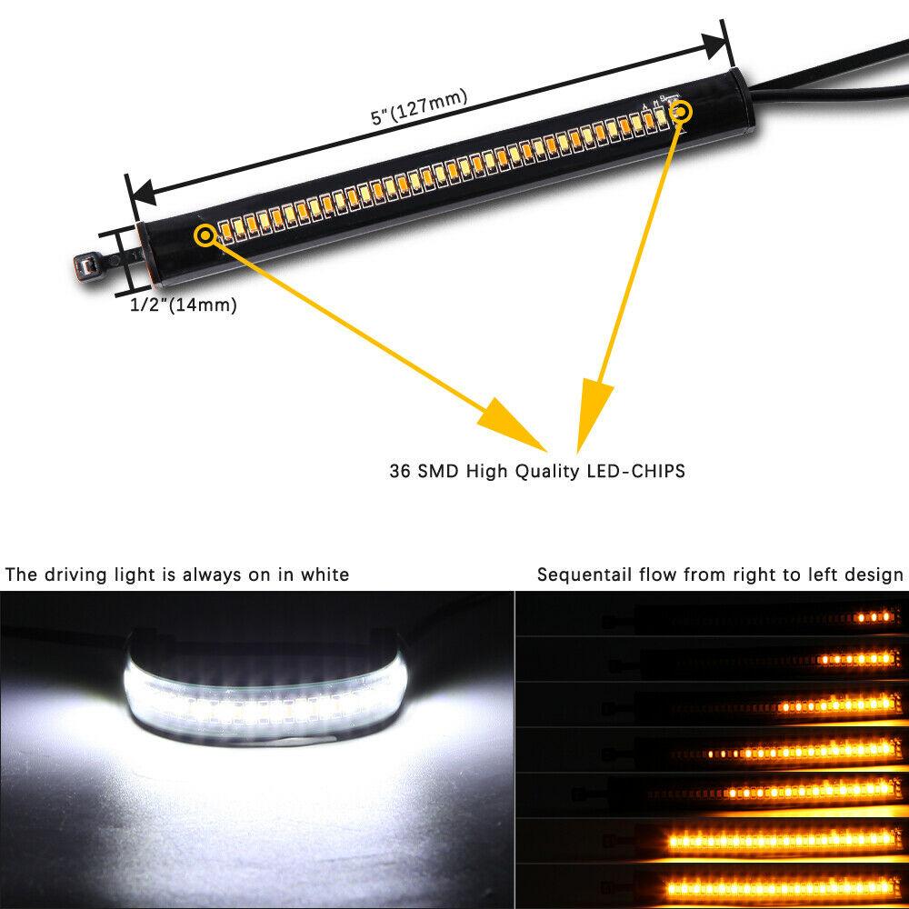 2X Motorcycle Flowing Amber LED Fork Turn Signal Strip Light For Harley Davidson - Moto Life Products