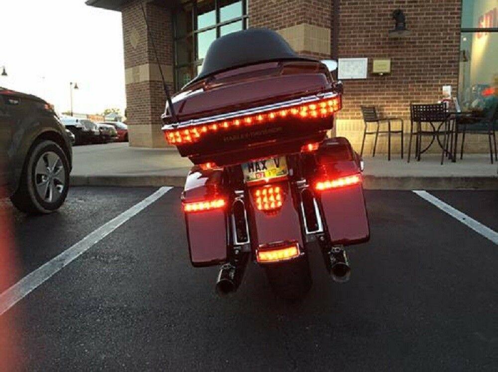Chrome Saddle bag Run/Brake Light Red Lens For Harley Davidson 14-21 Touring - Moto Life Products
