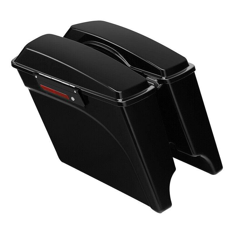 Vivid Black 5" Stretched Extended Hard Saddlebags For Harley Touring 1993-2013 - Moto Life Products