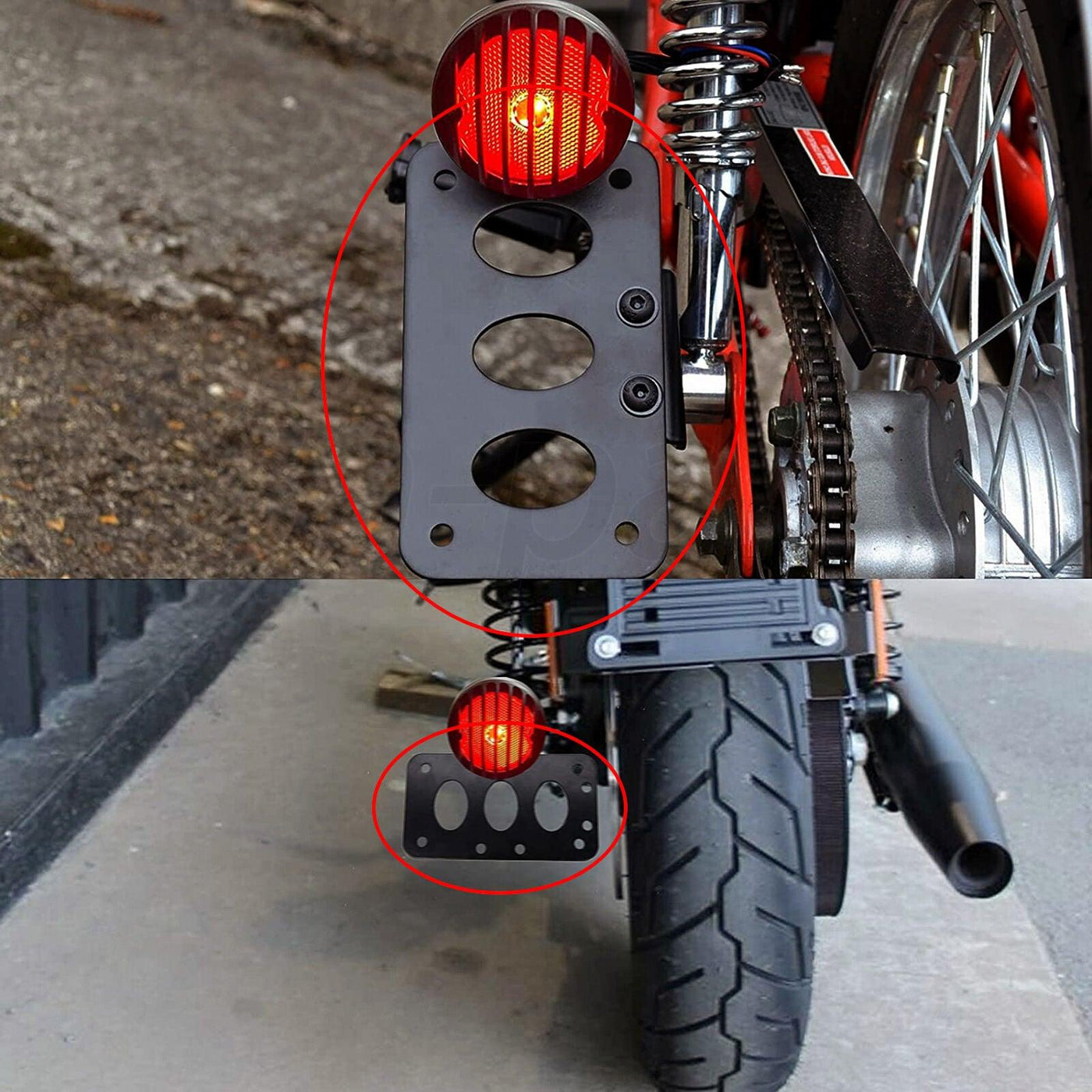 1" Black Mount License Plate Bracket Tail Light Holder Fit for Harley Dyna Honda - Moto Life Products