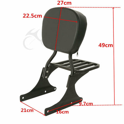 Black Rigid Backrest Sissy Bar Luggage Rack Fit For Harley Softail 1984-2005 - Moto Life Products