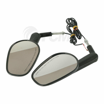 Black Muscle Rearview Mirrors LED Turn Signal For Harley VROD V-Rod VRSCF 09-17 - Moto Life Products