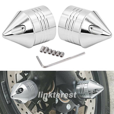 Chrome Thick Cut Front Wheel Axle Nut Cover Cap Aggressive for Harley Davidson - Moto Life Products