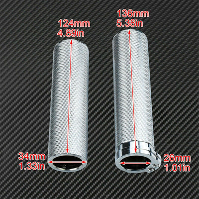 1" All Chrome Aluminum Handlebar Hand Grips Fit For Harley Sportster Touring XL - Moto Life Products