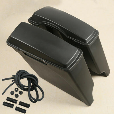 Matte Black 5" Stretched Extended Hard Saddle Bags Fit For Harley Touring 93-13 - Moto Life Products
