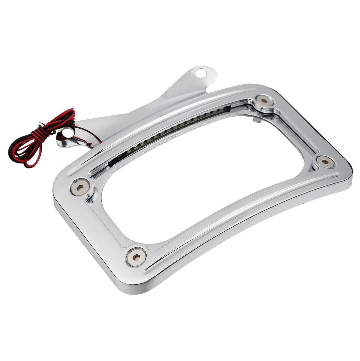 Curved Laydown License Plate Mount Frame Light Fit For Harley Road King Glide US - Moto Life Products