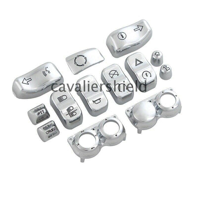 13PCS Chrome Hand Control Switch Housing Button Cover Cap For Harley Road Glide - Moto Life Products