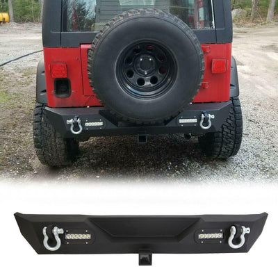 Rear Bumper W/Led Light D-Rings 2" receiver Fit 87-06 Jeep Wrangler YJ TJ - Moto Life Products