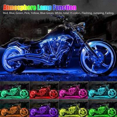 6X Motorcycle led lights Wireless Remote 18 color Neon Glow Light Strips Kit US - Moto Life Products