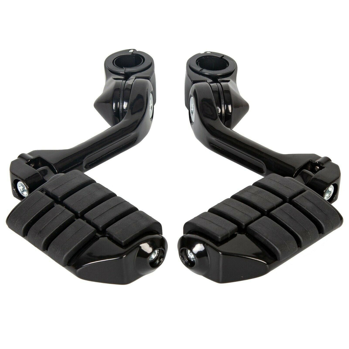 BLK Motorcycle Long Angled Foot Highway Pegs For Harley 1-1/4" Engine Guard - Moto Life Products