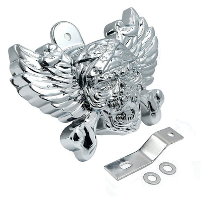 Chrome Skull Head Horn Cover For 92-20 Harley w/ Side Mount "Cowbell" all V-Rod - Moto Life Products