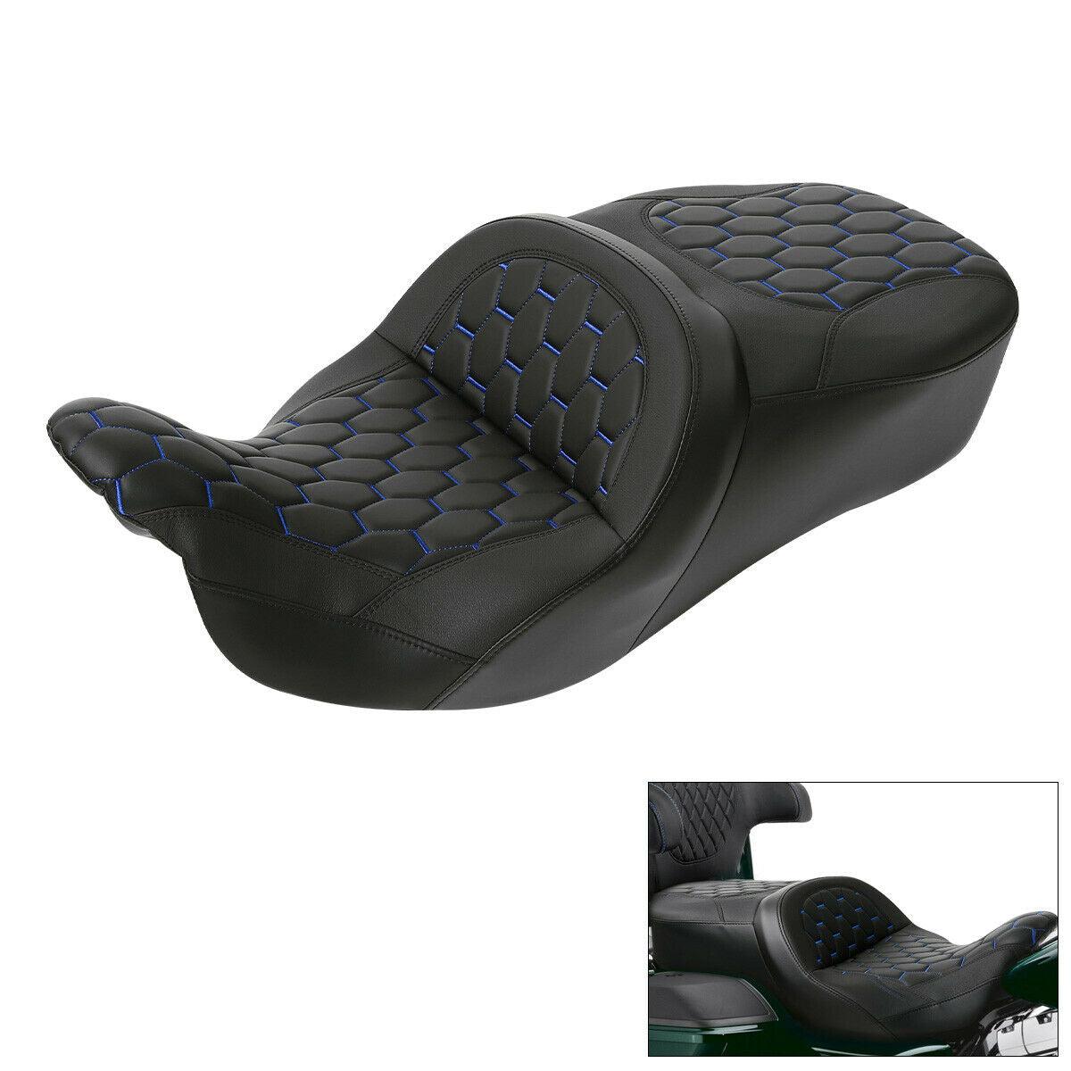 Black Blue Stitching Driver Passenger Seat Fit For Harley Street Glide 09-21 20 - Moto Life Products