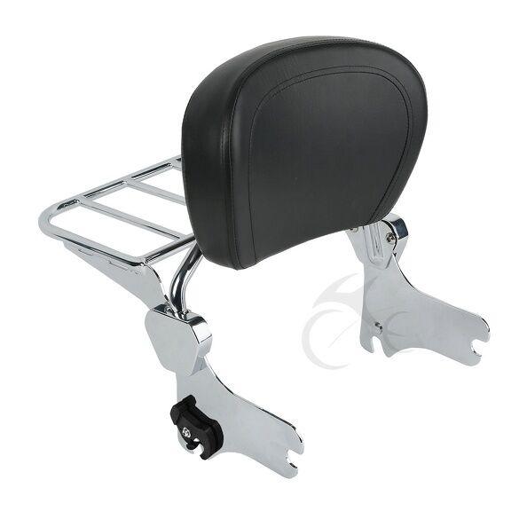 Chrome Backrest Sissy Bar Luggage Rack Fit For Harley Touring Road King 97-08 - Moto Life Products