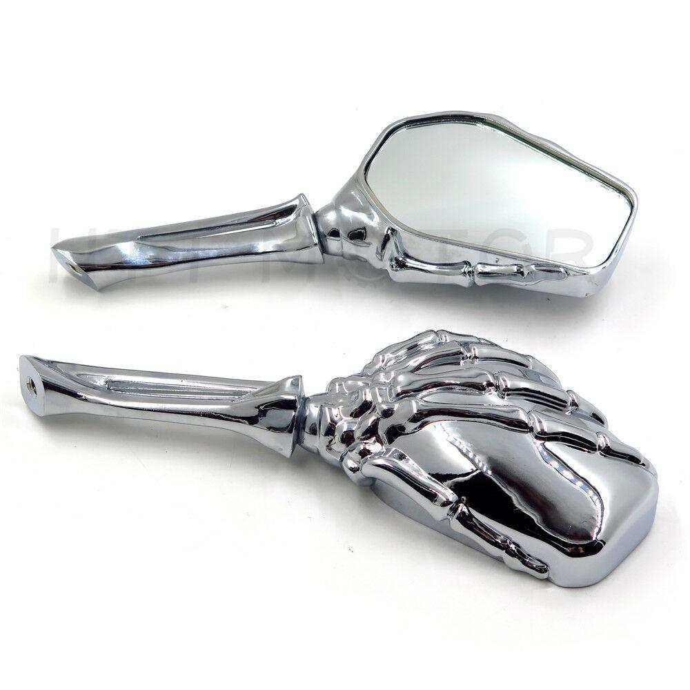 Motorcycle Chrome Skull Skeleton Hand Side Rearview Mirrors For Harley Davidson - Moto Life Products