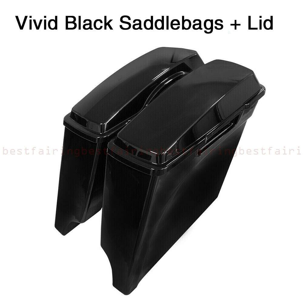 5" Stretched Extended Hard Saddle Bags For Harley Touring Road King Glide 93-13 - Moto Life Products