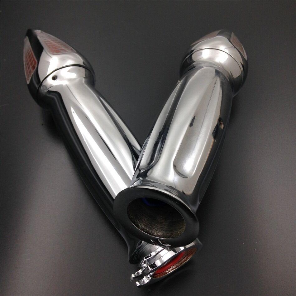 chromed Hand Grips Turn Signals For Harley Davidson Customs Dyna Softai 7/8 inch - Moto Life Products