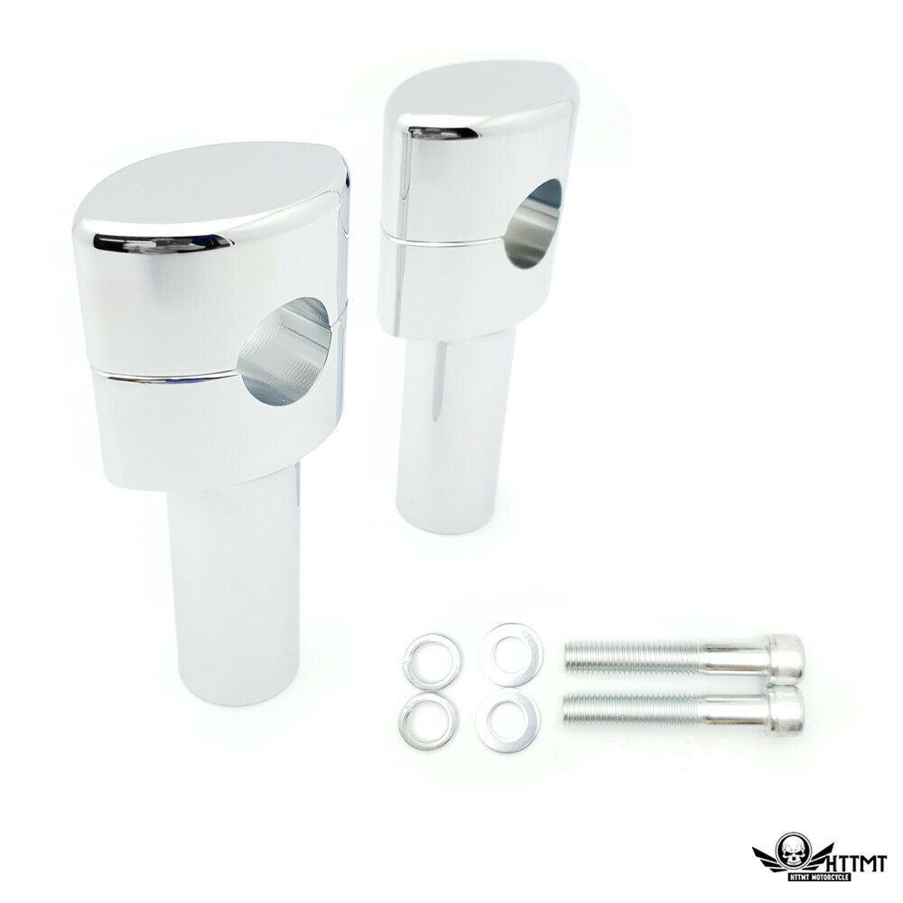 Chrome 4'' Tall Risers 1'' Handlebar Clamps For Harley Softail Heritag ...