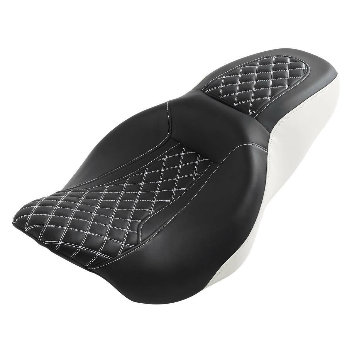 Black White Driver Passenger Seat Fit For Harley Touring Road King Glide 2009-Up - Moto Life Products