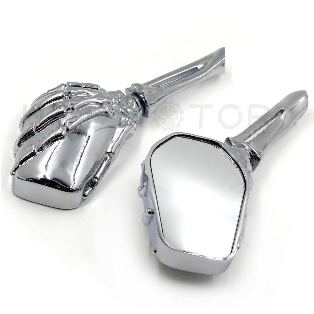 Motorcycle Chrome Skull Skeleton Hand Side Rearview Mirrors For Harley Davidson - Moto Life Products