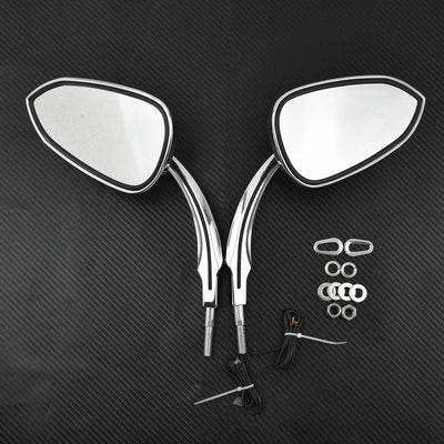 Motorcycle Mirror w/ Built-in LED Turn Signal Fit For Harley Touring Dyna Chrome - Moto Life Products