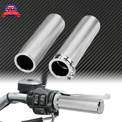 1" All Chrome Aluminum Handlebar Hand Grips Fit For Harley Sportster Touring XL - Moto Life Products