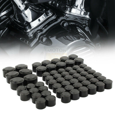 CNC Black Motor Engine Bolt Cover Caps 62PCS For Harley Electra Glide Road King - Moto Life Products