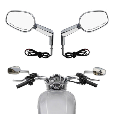 Pair Muscle Rear View Mirrors LED Turn Signals Fit For Harley VRSCF V Rod - Moto Life Products