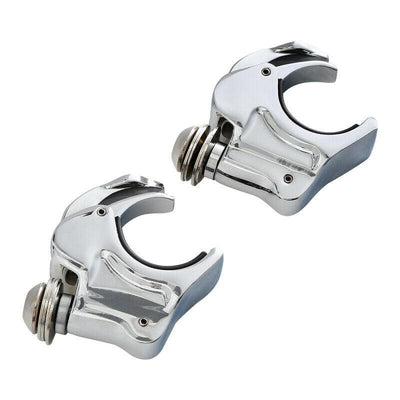 2X Chrome 39mm Forks Quick Release Windshield Clamps For Harley Dyna Sportster - Moto Life Products