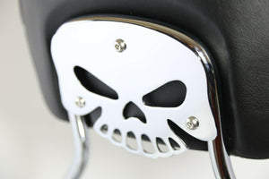 Chrome Sissy Bar Upright Backrest Pad Plate w/ Skull-Shaped for HD H-D Harley - Moto Life Products