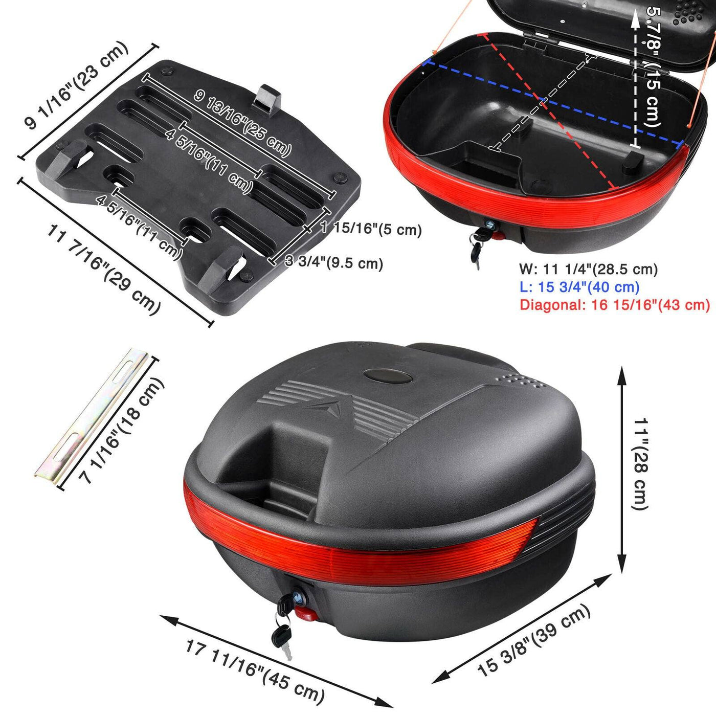 30L Motorcycle Tour Tail Box Scooter Trunk Luggage Carrier Case Top Lock Storage - Moto Life Products