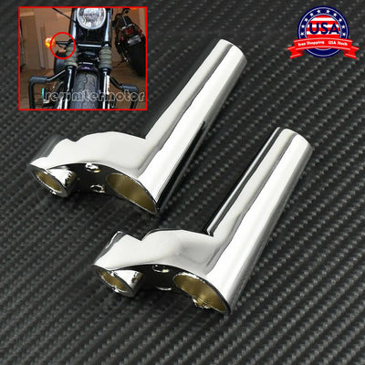 Front Turn Signal Mounts Relocation Kit Fit For Harley Sportsters 88-up Chrome - Moto Life Products