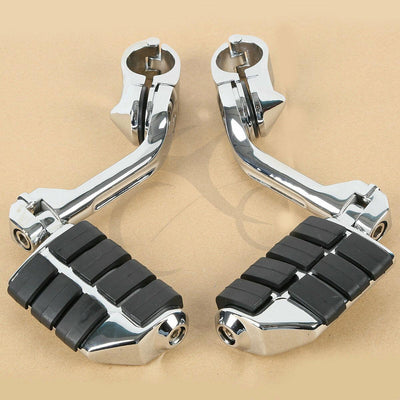 Chrome Long Highway Foot Pegs Fit For Harley Road King Street Glide 1-1/4" Bars - Moto Life Products