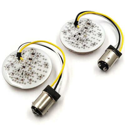 2inch 1157 Bullet White/Amber LED Turn Signal Inserts w/ Lens Cover For Harley - Moto Life Products