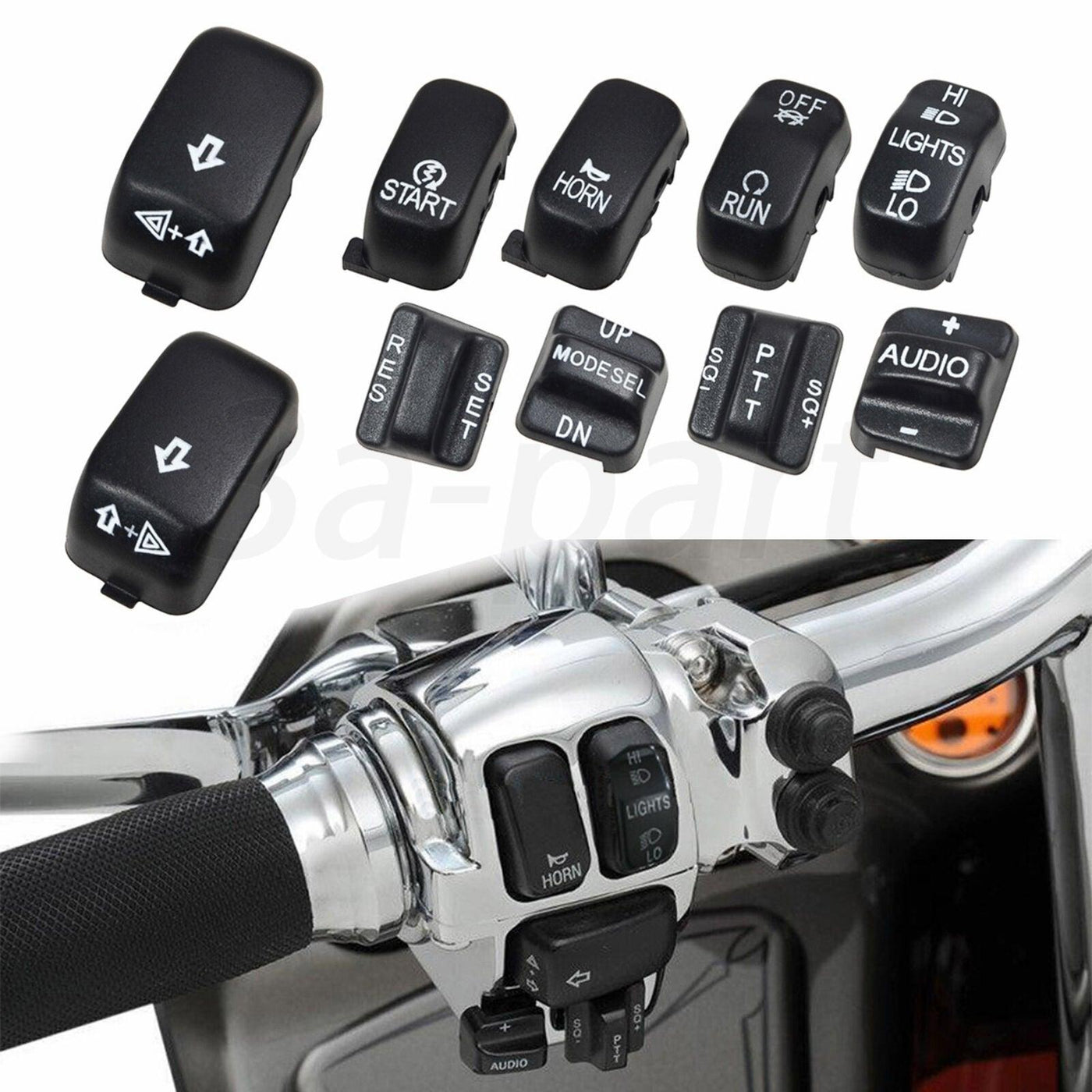Black Radio Cruise Hand Control Switch Cap Button Fit for Harley Touring 96-13 - Moto Life Products