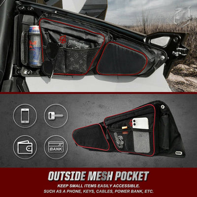 UTV Front Side Storage Door Bags w/ Knee Pad for Polaris RZR XP 1000 900 Turbo S - Moto Life Products