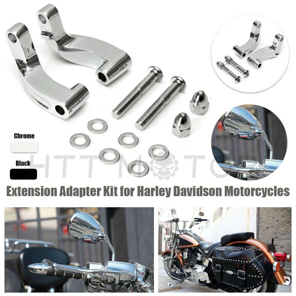 Chrome Mirror Relocation Extension Adapter Kit for Harley Davidson Motorcycles - Moto Life Products