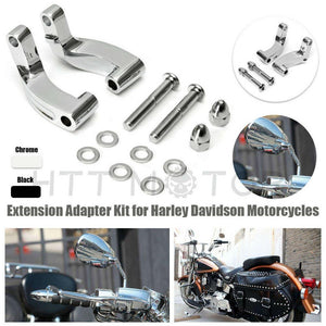 Chrome Mirror Relocation Extension Adapter Kit for Harley Davidson Motorcycles - Moto Life Products