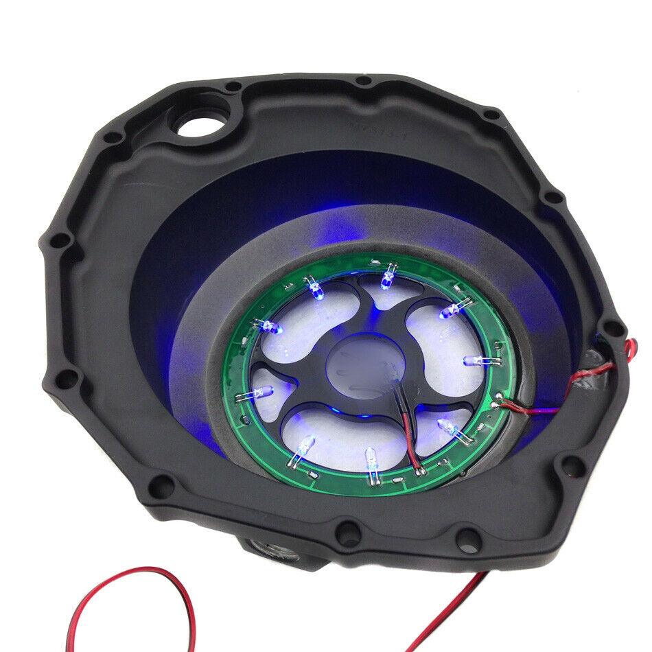 Blue LED See Through Engine Clutch Cover For Suzuki GSXR1300 Hayabusa 99-20 Blac - Moto Life Products