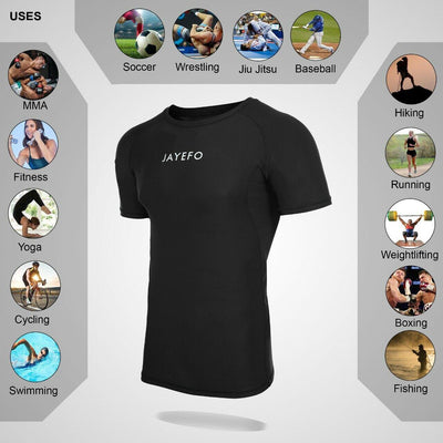 Rash Guard Mens Short Sleeve Shirt MMA BJJ Surfing Kayaking Gym Athletic Men UPF - Moto Life Products