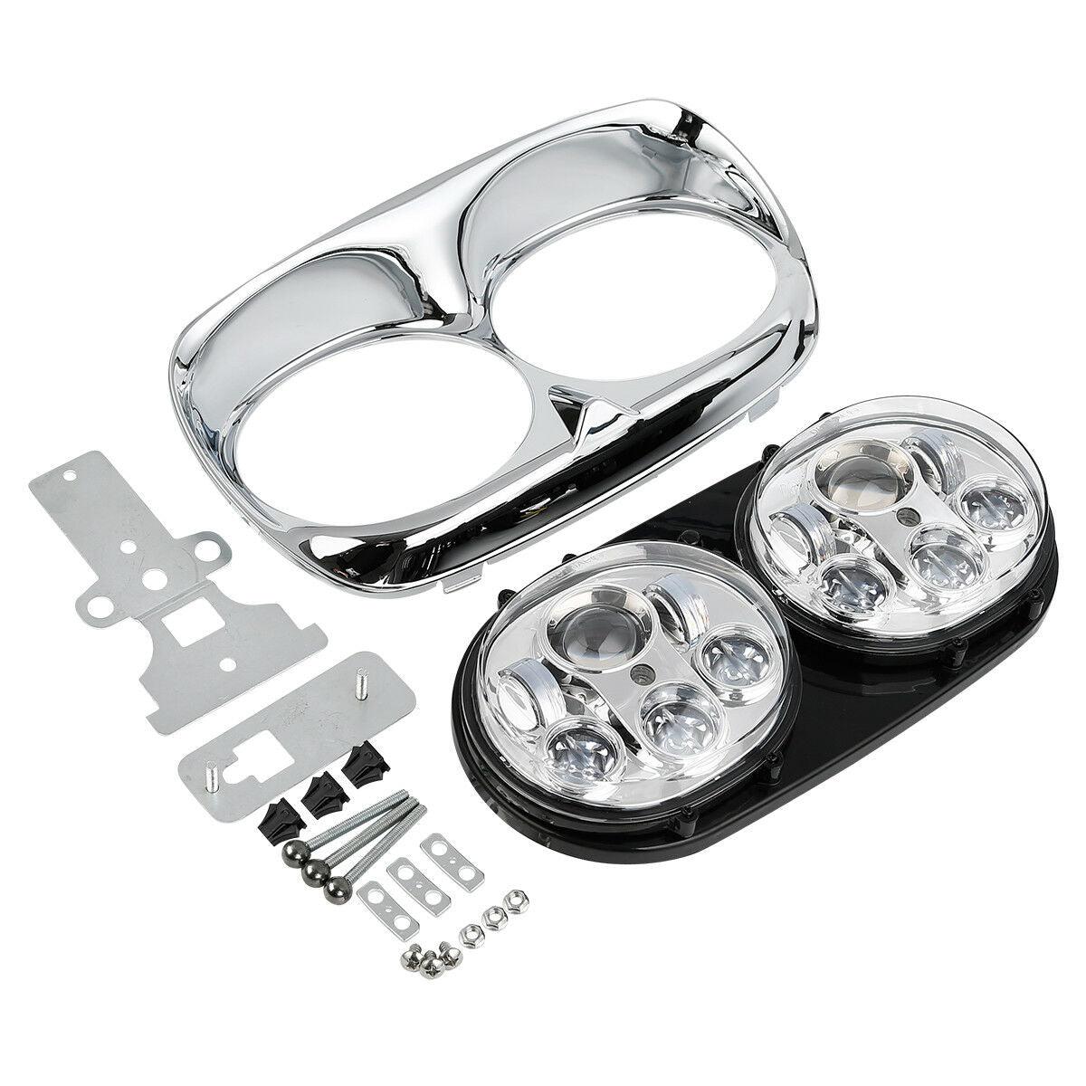 5.75" Dual LED Chrome HeadLight Projector Fit For Harley Road Glide FLTR 98-13 - Moto Life Products