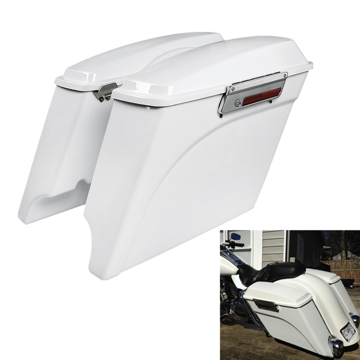 5" Stretched Saddlebags w/Lid Latches Fit For Harley Street Electra Glide 93-13 - Moto Life Products