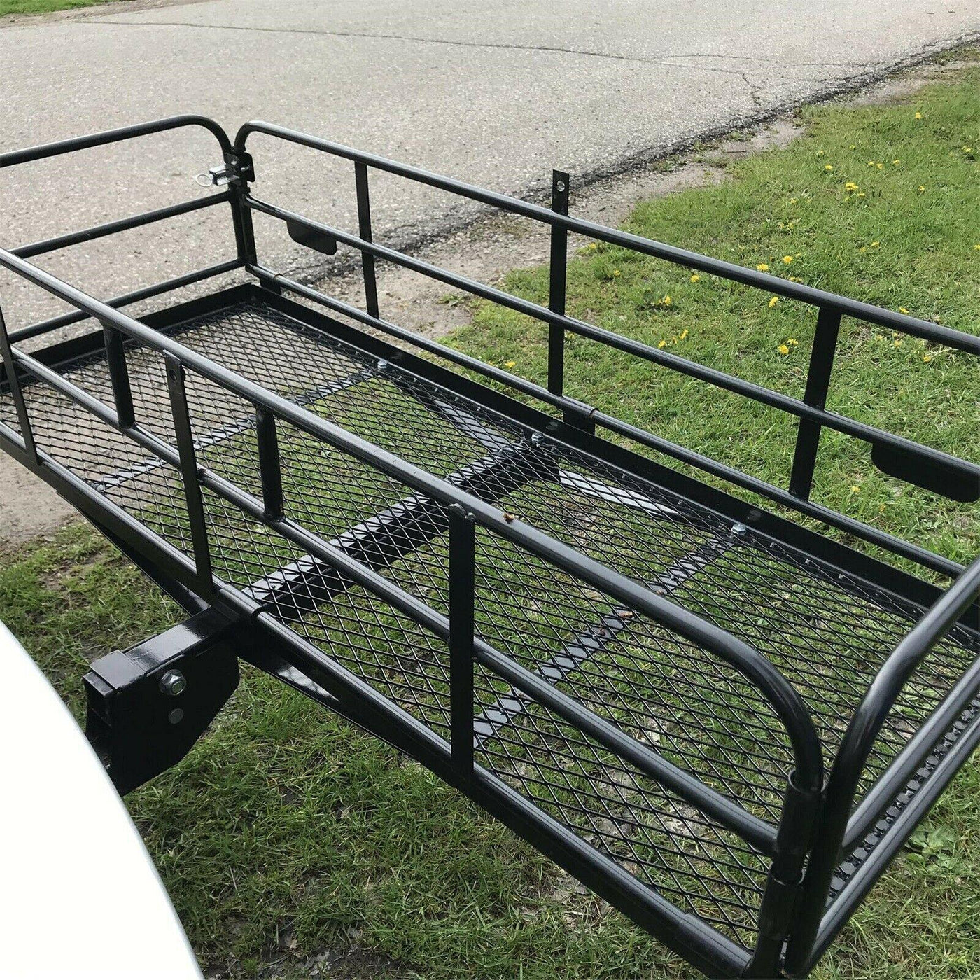 Foldable Hitch Cargo Carrier Rack 60"x 24"x 14" Basket Trailer 500 lbs Capacity - Moto Life Products