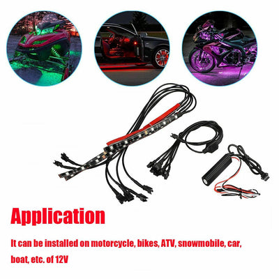 6X Motorcycle led lights Wireless Remote 18 color Neon Glow Light Strips Kit US - Moto Life Products