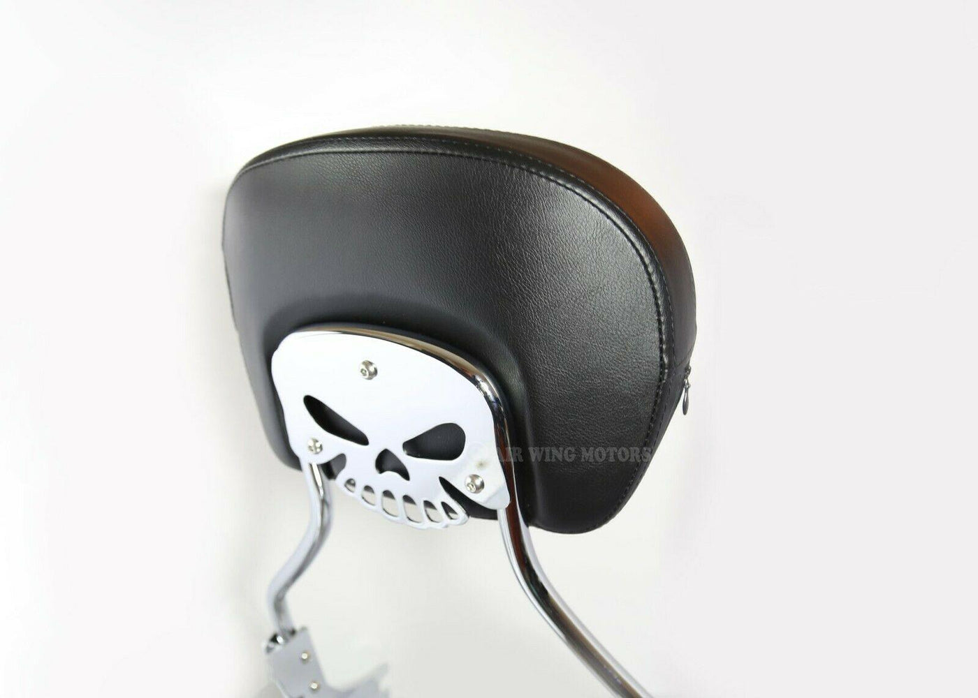 Chrome Sissy Bar Upright Backrest Pad Plate w/ Skull-Shaped for HD H-D Harley - Moto Life Products