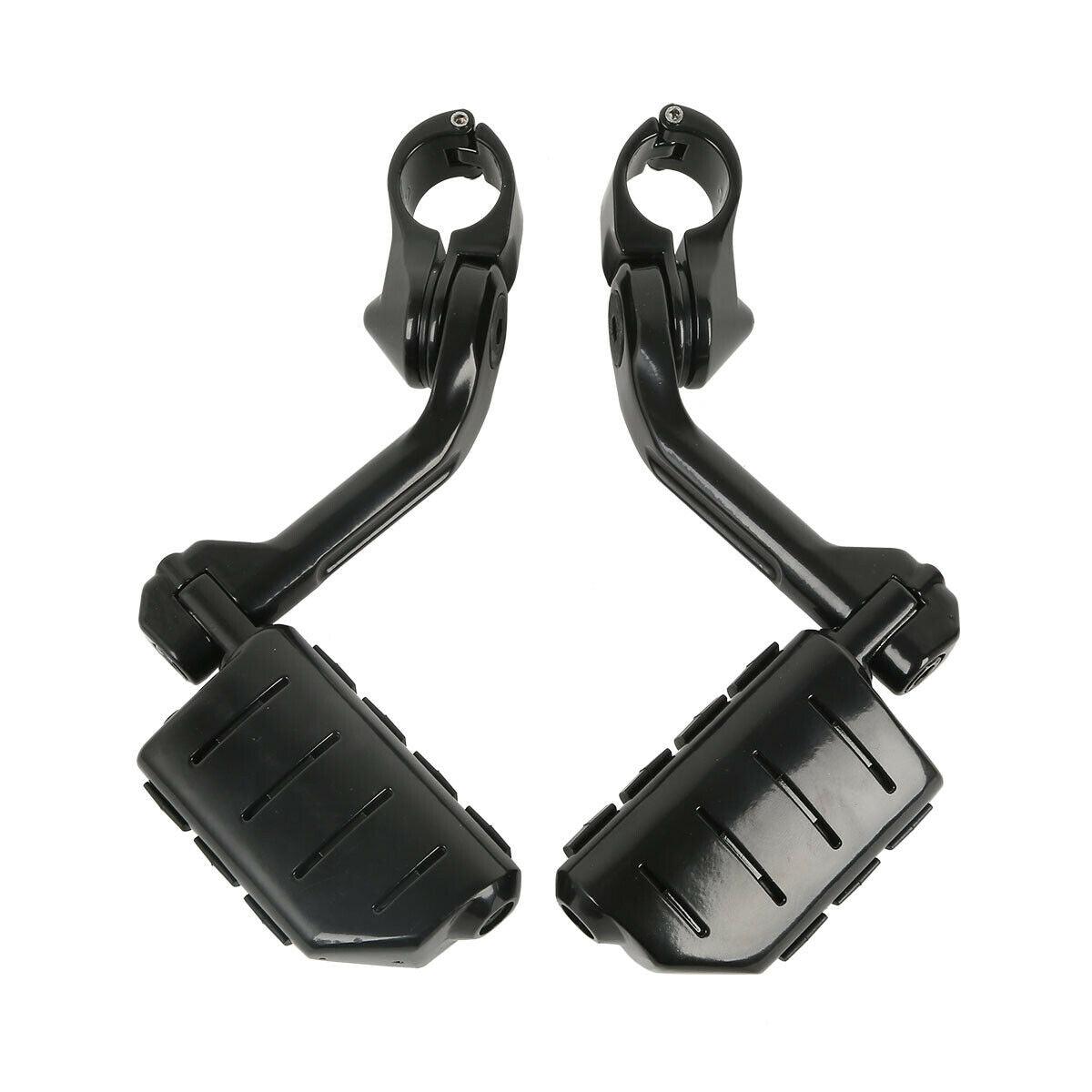 1-1/4" Black Highway Engine Guard Long Angled Foot Pegs Mount For Harley Touring - Moto Life Products